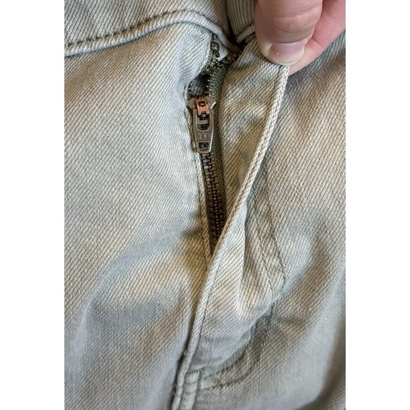 LANE BRYANT Olive Green Denim Jumpsuit 16 Petite Belted Straight Leg Utility 70s - Picture 8 of 16